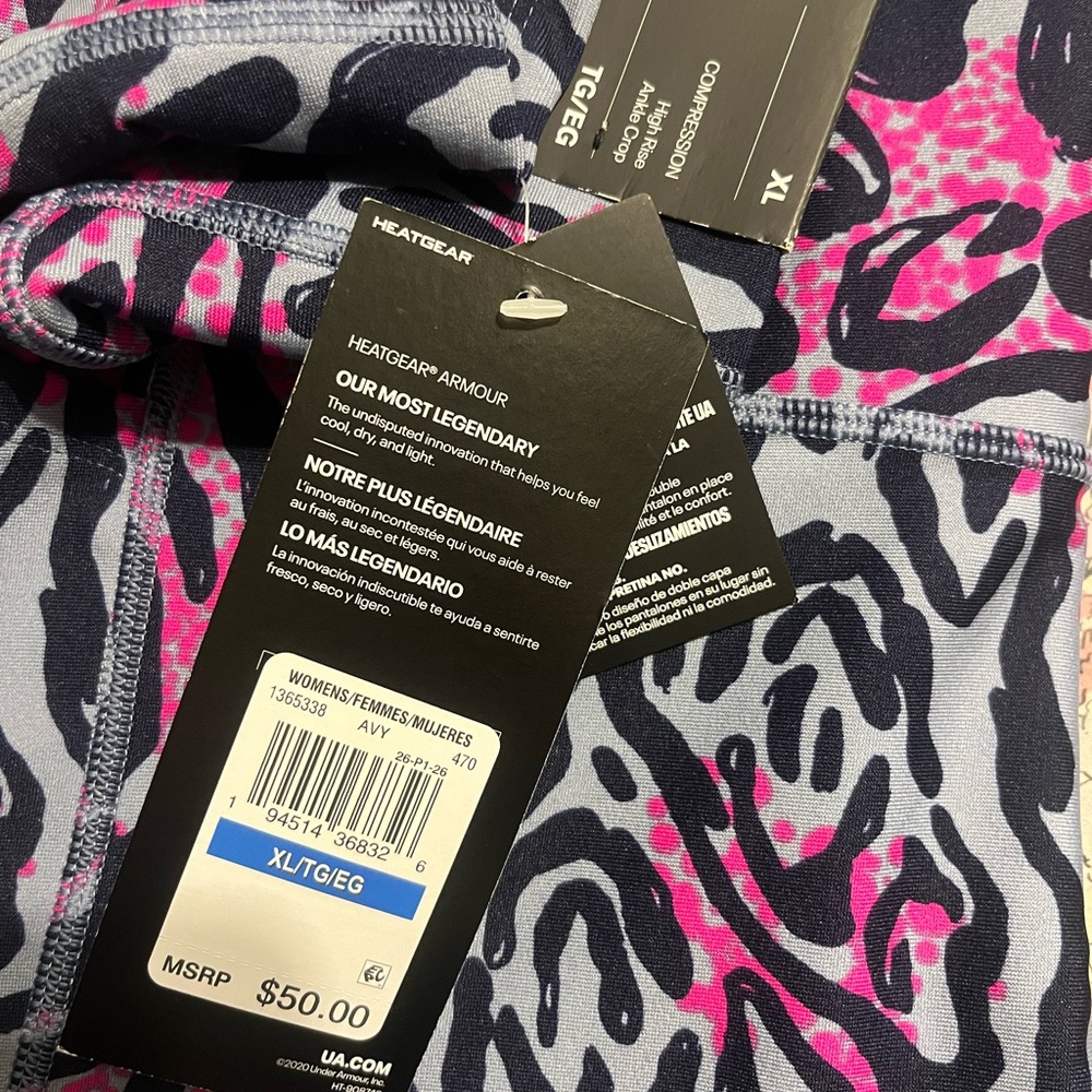 Under Armour Women's HeatGear Leggings - Pink and Gray